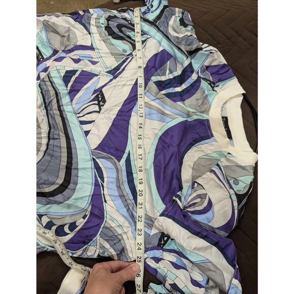 Whimsical artsy purple tones Terry Lewis VINTAGE silk blouse size Large - Picture 4 of 8